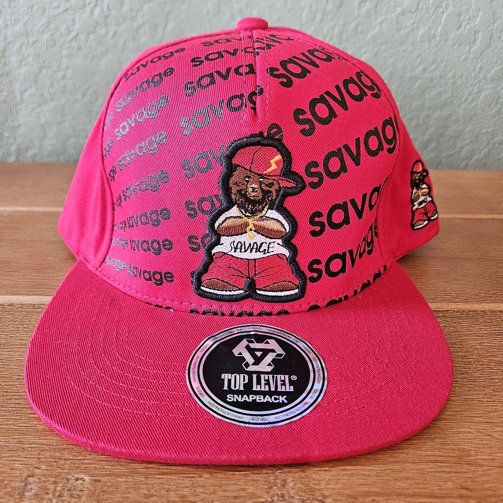 NEW- Top Level Red Snapback Savage Adjustable Cap